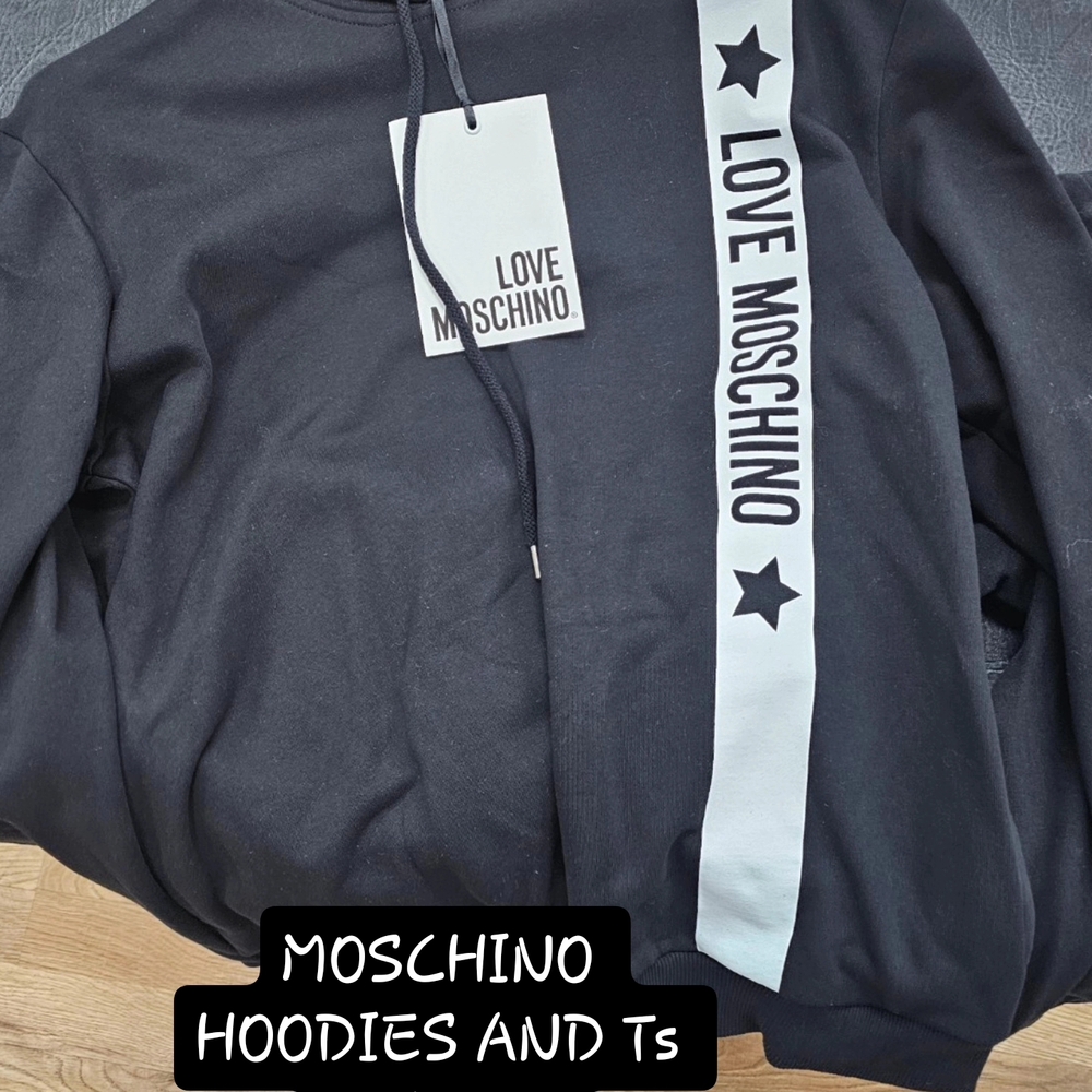 Moschino Black Hoodie with White Stripe